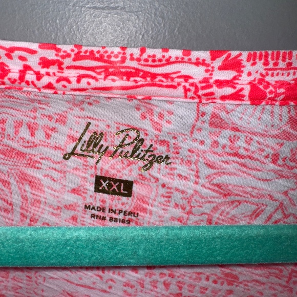 NWT Lilly Pulitzer Etta Scoop Neck Red Mizner Seaside Harbour Tee Size XXL - Picture 4 of 7
